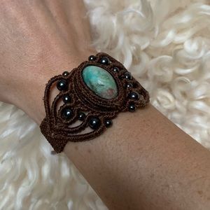 NWOT macrame jasper stone bracelet
